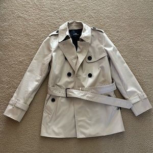 NWT Coach Solid Short Trench Coat Porcelain Double Breasted XS